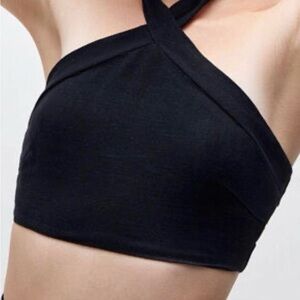 Kendall & Kylie Black Cross-Neck Crop Top